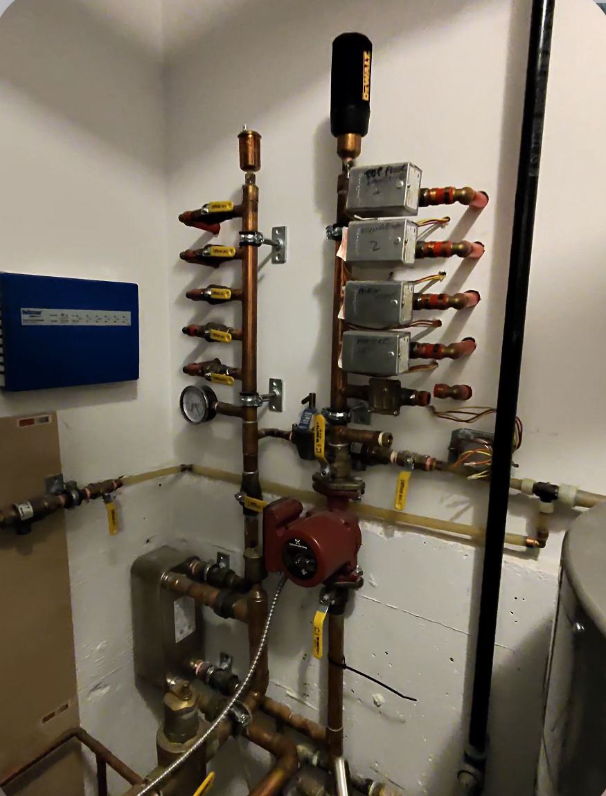 Hydronic heating manifold installed by us